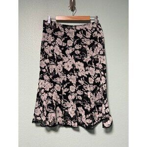 Vintage‎ Van Heusen Women's Black and White Floral with Lace Trim Skirt Size 8